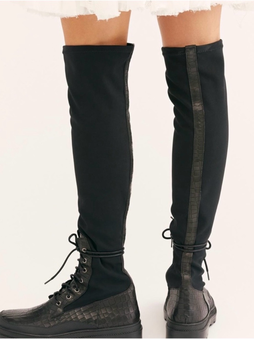NWOT Free People Shortditch Women's Black Tall Over the Knee Leather Boot. - Picture 3 of 8